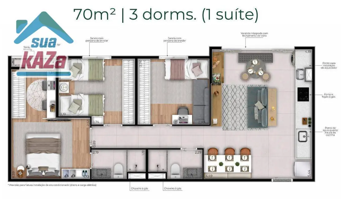 Foto 2 de Apartamento com 3 quartos à venda, 70m2 em Ipiranga, São Paulo - SP