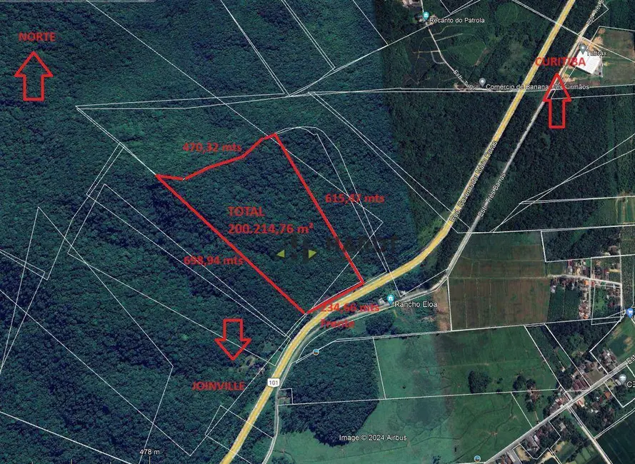 Foto 5 de Terreno / Lote à venda, 200214m2 em Rio Bonito (Pirabeiraba), Joinville - SC