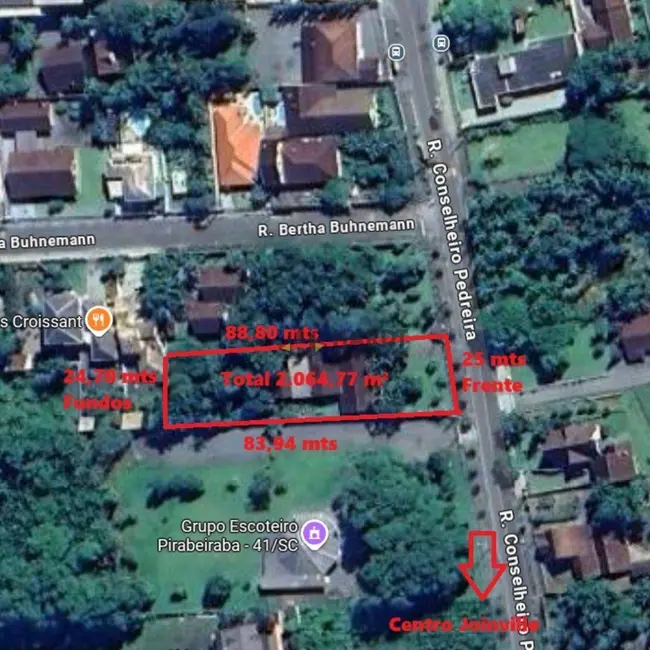 Foto 2 de Terreno / Lote à venda, 2064m2 em Joinville - SC