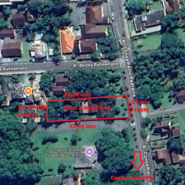 Foto 2 de Terreno / Lote à venda, 2064m2 em Joinville - SC