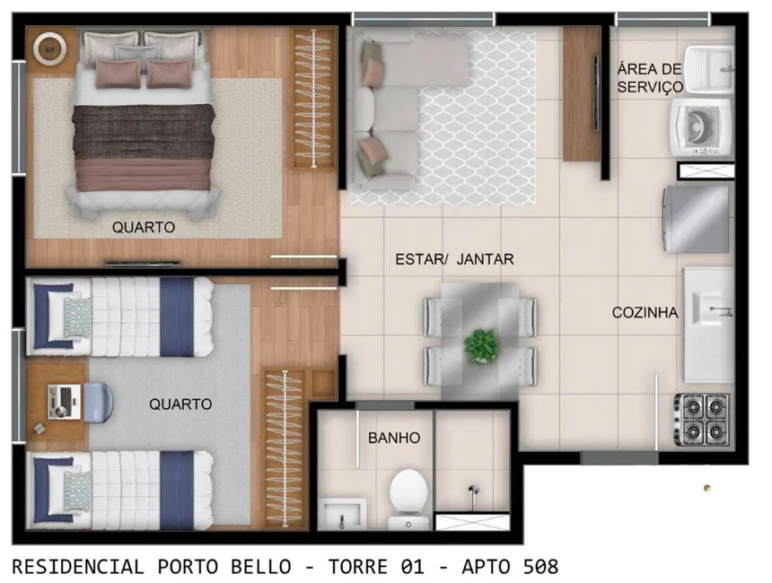 Foto 3 de Apartamento com 2 quartos à venda, 39m2 em Fátima, Canoas - RS