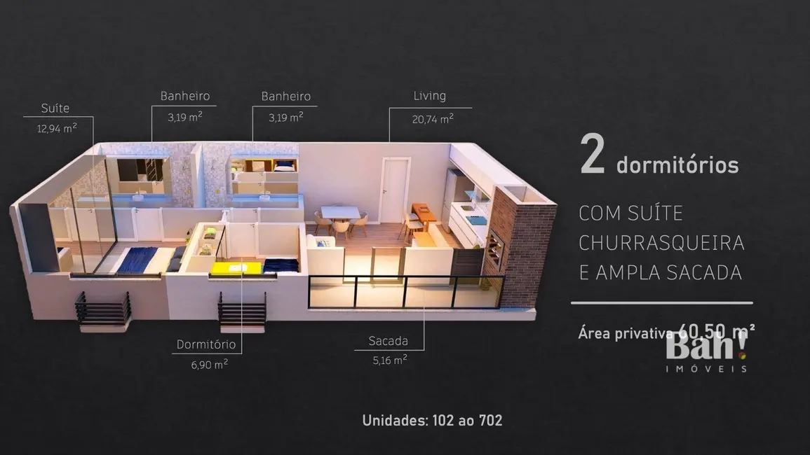 Foto 4 de Apartamento com 2 quartos à venda, 60m2 em Nossa Senhora das Graças, Canoas - RS