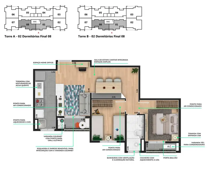 Foto 4 de Apartamento com 2 quartos à venda, 60m2 em Boa Vista, Sorocaba - SP