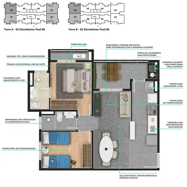 Apartamento com 2 quartos à venda, 60m2 em Boa Vista, Sorocaba - SP - imagem 3 Foto 3 de Apartamento com 2 quartos à venda, 60m2 em Boa Vista, Sorocaba - SP