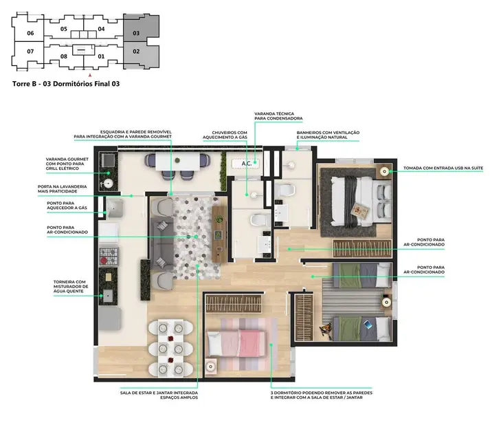 Apartamento com 2 quartos à venda, 60m2 em Boa Vista, Sorocaba - SP - imagem 6 Foto 6 de Apartamento com 2 quartos à venda, 60m2 em Boa Vista, Sorocaba - SP