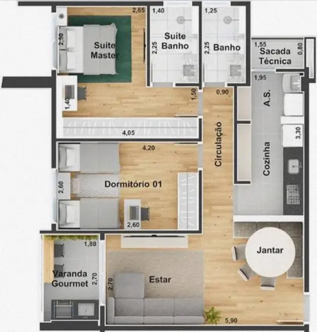 Foto 2 de Apartamento com 2 quartos à venda, 76m2 em Além Ponte, Sorocaba - SP