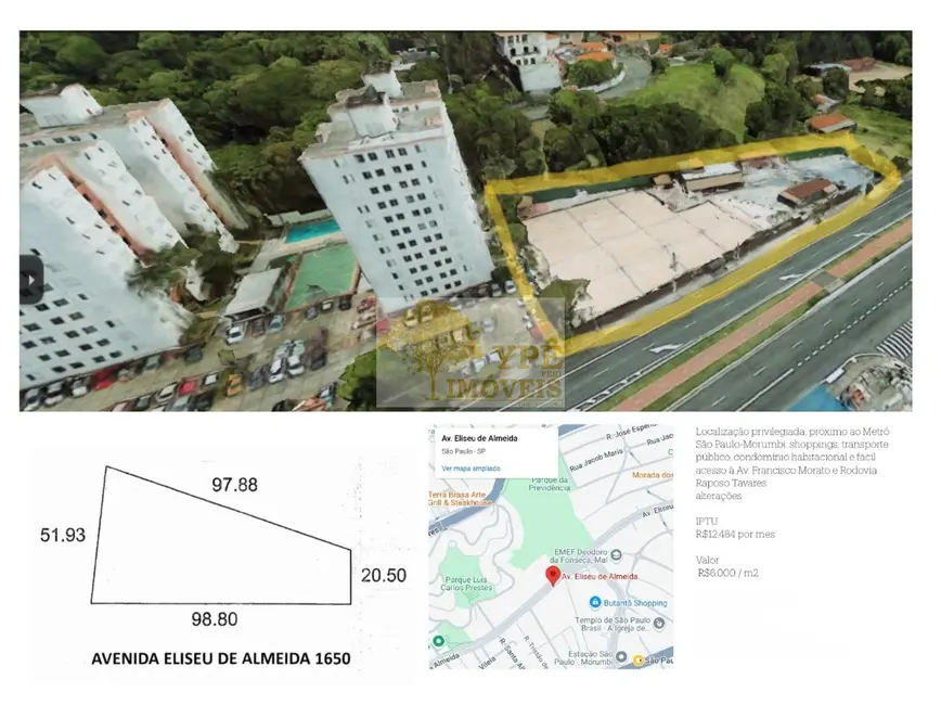 Foto 1 de Terreno / Lote à venda e para alugar, 3216m2 em Instituto de Previdência, São Paulo - SP