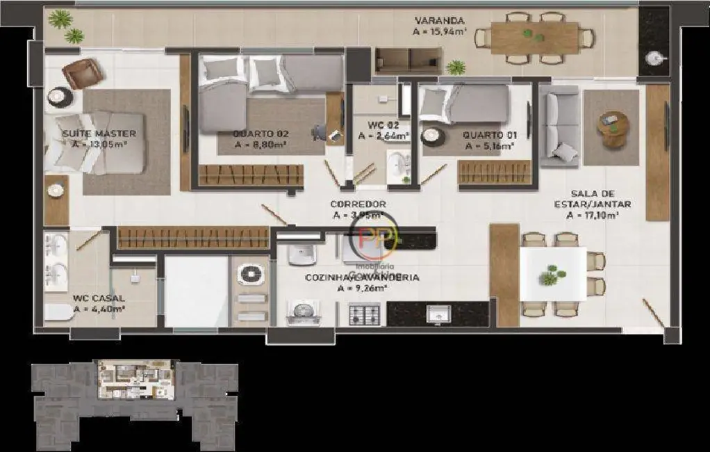 Foto 1 de Apartamento com 3 quartos à venda, 93m2 em Centro, Eusebio - CE