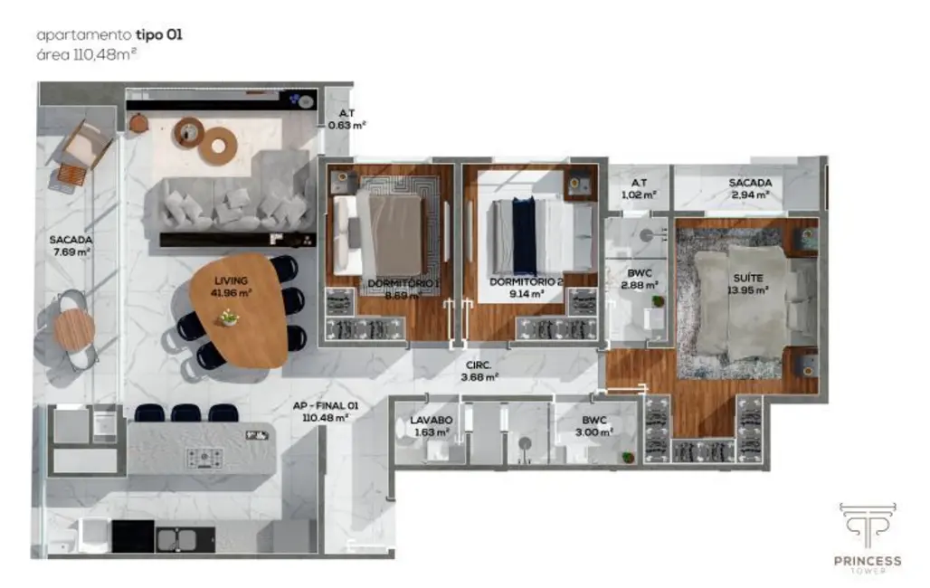 Apartamento com 3 quartos à venda, 110m2 em Centro, Camboriu - SC - imagem 9 Foto 9 de Apartamento com 3 quartos à venda, 110m2 em Centro, Camboriu - SC