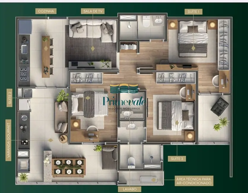 Foto 2 de Apartamento com 3 quartos à venda, 85m2 em Sao Jose Dos Campos - SP