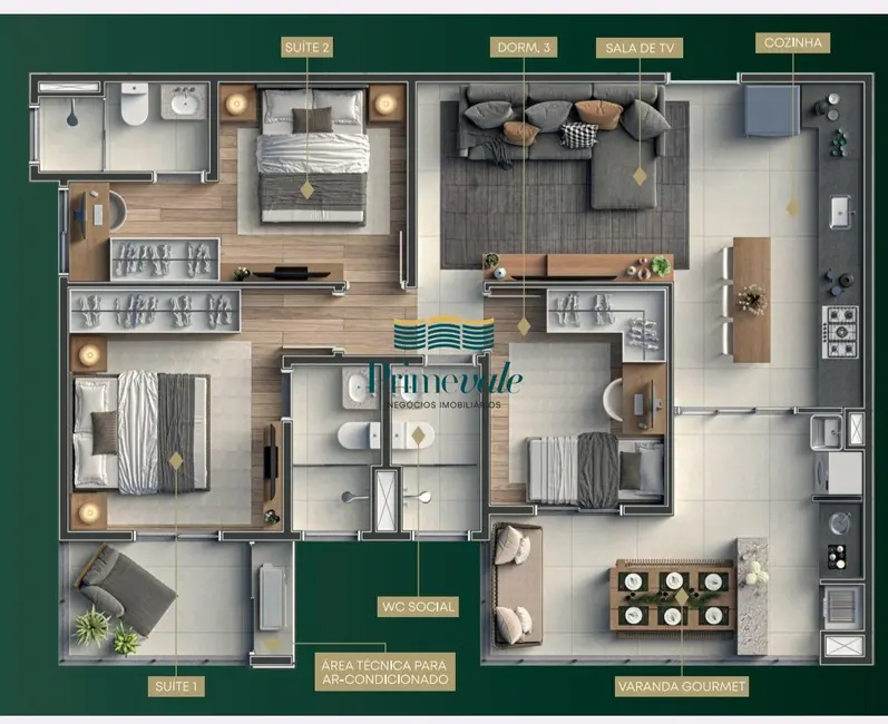 Foto 3 de Apartamento com 3 quartos à venda, 85m2 em Sao Jose Dos Campos - SP