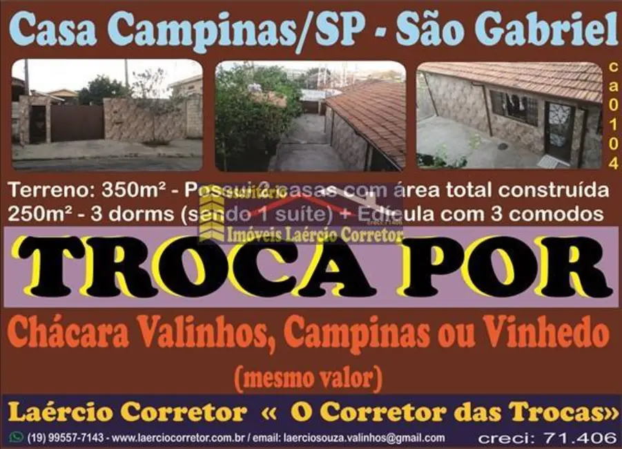 Foto 1 de Casa com 3 quartos à venda, 250m2 em Campinas - SP