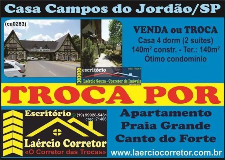 Foto 1 de Casa de Condomínio com 4 quartos à venda, 140m2 em Campos Do Jordao - SP