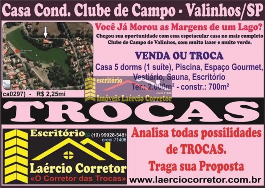 Foto 1 de Casa de Condomínio com 5 quartos à venda, 700m2 em Valinhos - SP