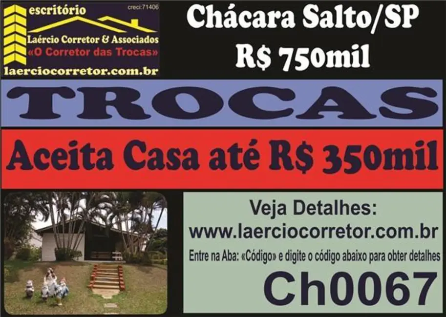 Foto 1 de Chácara com 3 quartos à venda, 320m2 em Salto - SP