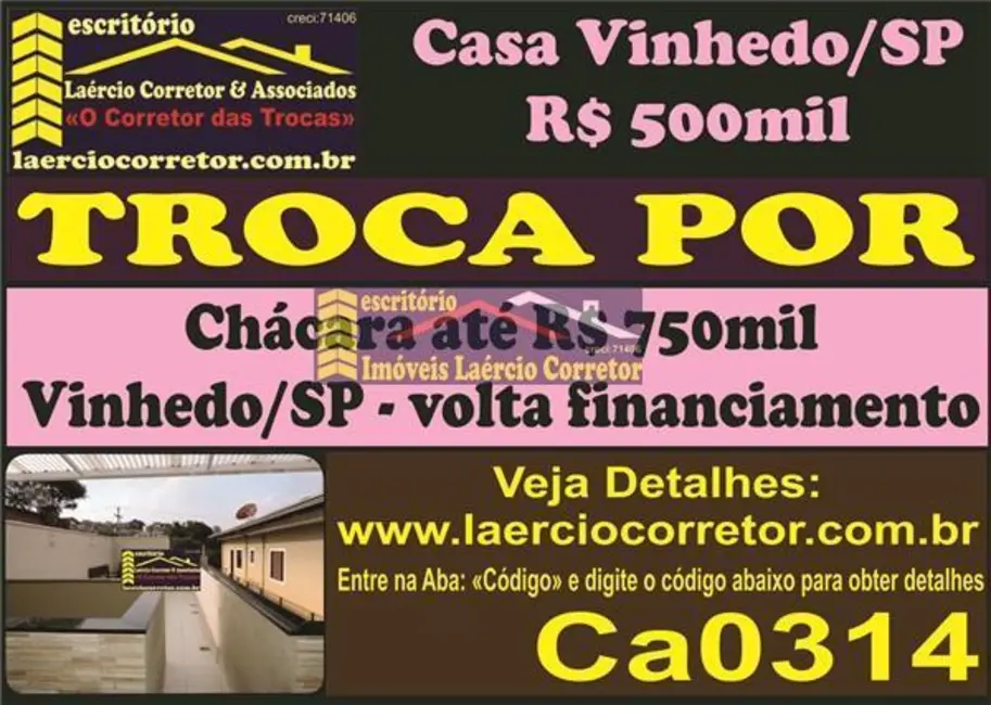 Foto 1 de Casa com 3 quartos à venda, 150m2 em Vinhedo - SP