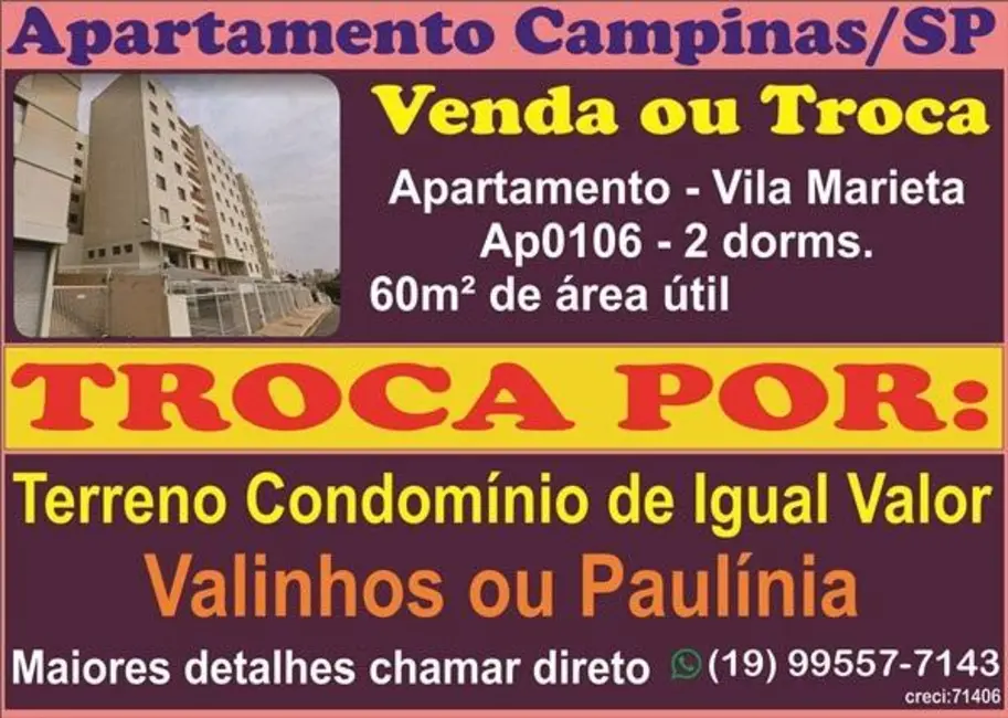 Foto 1 de Apartamento com 2 quartos à venda, 60m2 em Campinas - SP