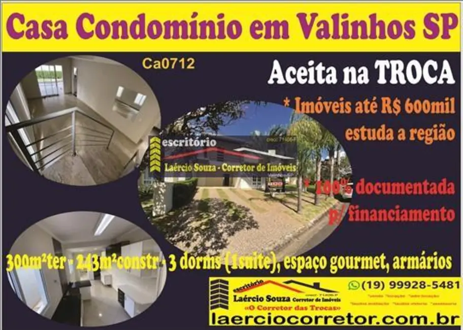 Casa de Condomínio com 4 quartos à venda, 243m2 em Valinhos - SP - imagem 1 Foto 1 de Casa de Condomínio com 4 quartos à venda, 243m2 em Valinhos - SP