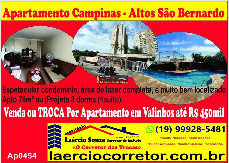 Foto 1 de Apartamento com 3 quartos à venda, 78m2 em Campinas - SP