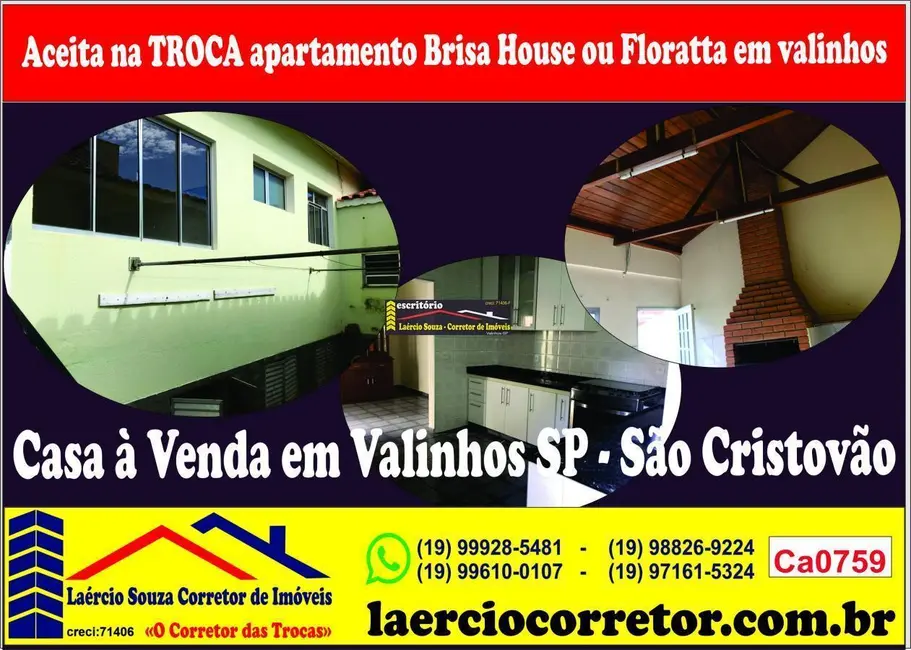 Foto 1 de Casa com 3 quartos à venda em Valinhos - SP