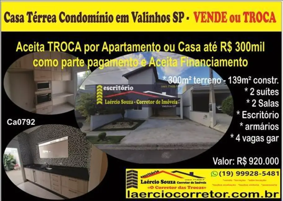 Foto 1 de Casa com 2 quartos à venda, 139m2 em Valinhos - SP