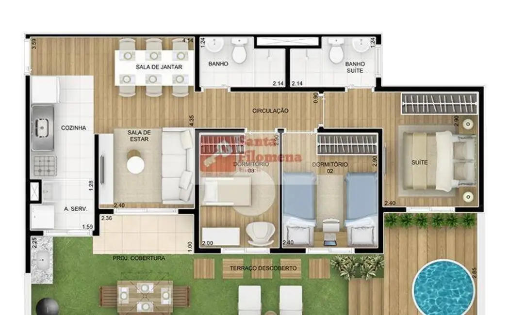 Foto 2 de Apartamento com 3 quartos à venda em Parque São Vicente, Maua - SP