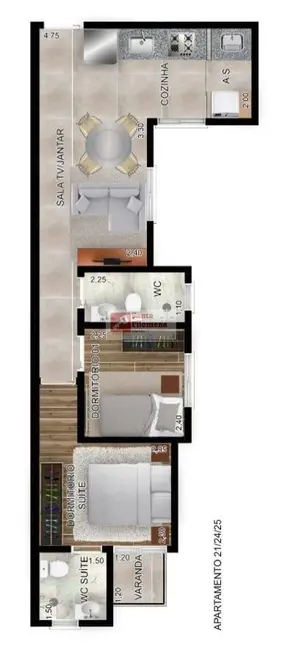 Foto 2 de Apartamento com 2 quartos à venda, 46m2 em Santa Maria, Santo Andre - SP