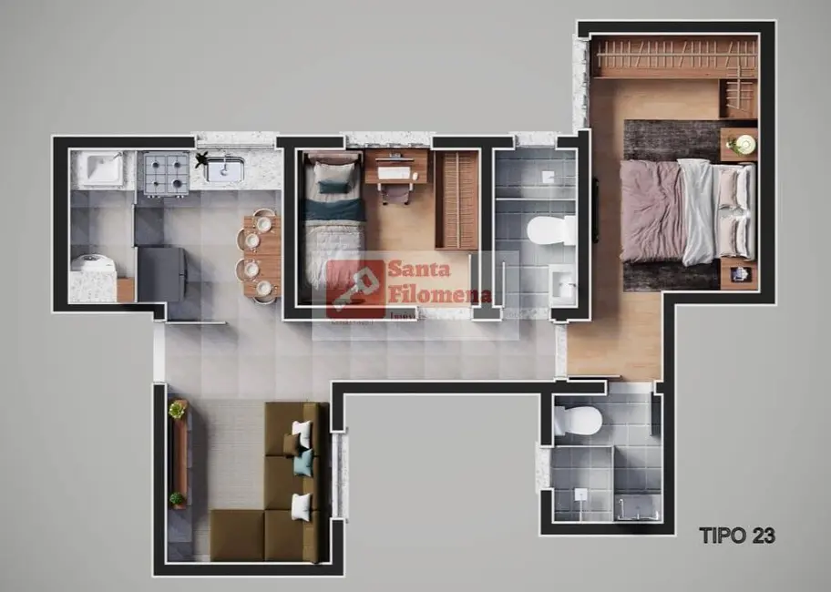 Apartamento com 2 quartos à venda, 44m2 em Campestre, Santo Andre - SP - imagem 3 Foto 3 de Apartamento com 2 quartos à venda, 44m2 em Campestre, Santo Andre - SP