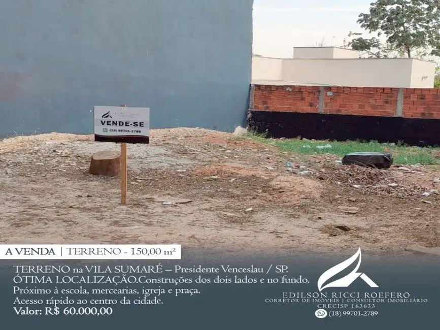 Foto 2 de Terreno / Lote à venda, 150m2 em Presidente Venceslau - SP