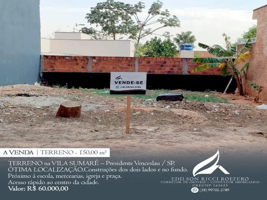 Foto 1 de Terreno / Lote à venda, 150m2 em Presidente Venceslau - SP