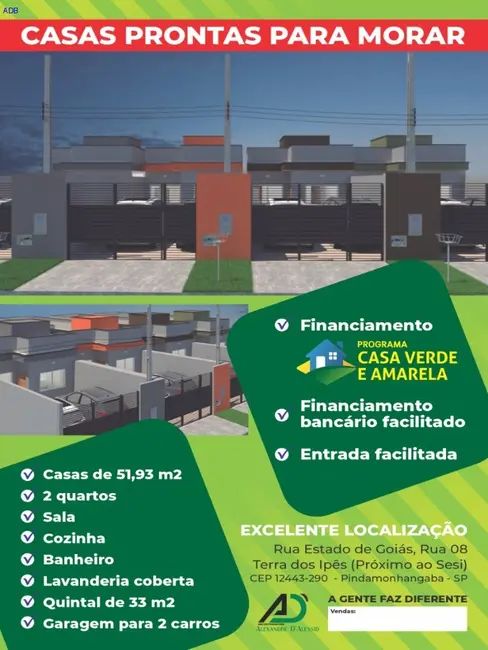 Foto 1 de Casa com 2 quartos à venda, 51m2 em Conjunto Habitacional Terra dos Ipês, Pindamonhangaba - SP