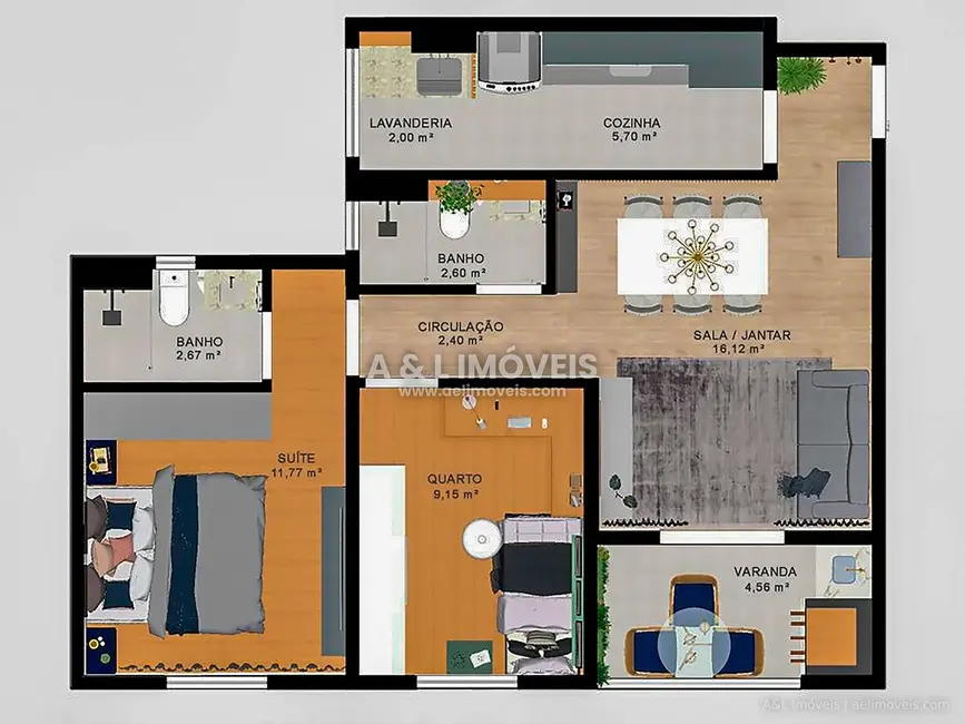 Foto 4 de Apartamento com 2 quartos à venda, 65m2 em Residencial Portal da Mantiqueira, Taubate - SP