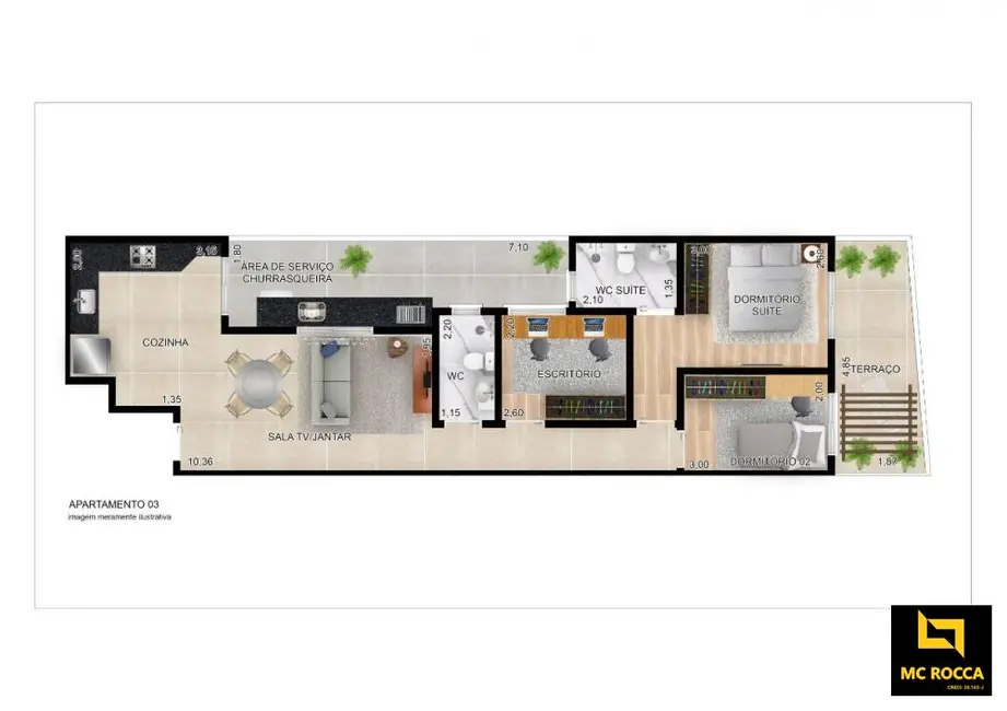 Foto 7 de Apartamento com 3 quartos à venda, 67m2 em Jardim, Santo Andre - SP