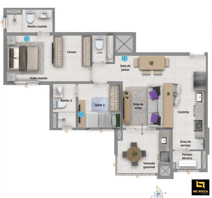 Foto 3 de Apartamento com 2 quartos à venda, 72m2 em Vila Assunção, Santo Andre - SP