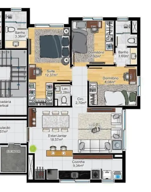 Apartamento com 3 quartos à venda, 84m2 em Jardim Europa, Porto Alegre - RS - imagem 4 Foto 4 de Apartamento com 3 quartos à venda, 84m2 em Jardim Europa, Porto Alegre - RS