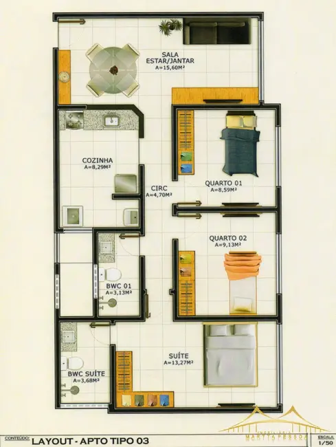 Apartamento com 3 quartos à venda, 75m2 em Natal - RN - imagem 3 Foto 3 de Apartamento com 3 quartos à venda, 75m2 em Natal - RN