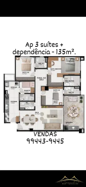 Apartamento com 3 quartos à venda, 135m2 em Capim Macio, Natal - RN - imagem 6 Foto 6 de Apartamento com 3 quartos à venda, 135m2 em Capim Macio, Natal - RN