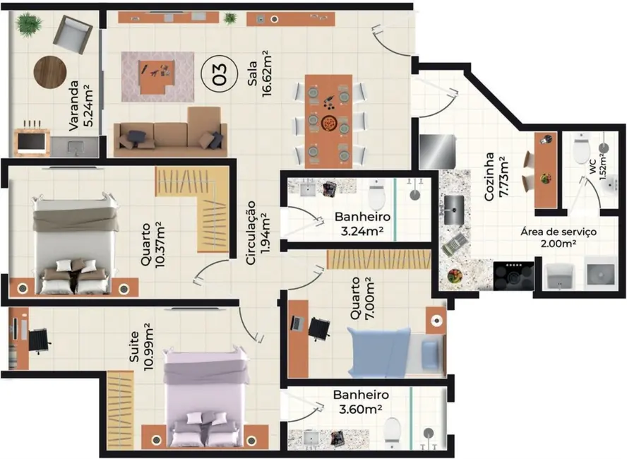 Foto 9 de Apartamento com 3 quartos à venda, 81m2 em Recreio dos Bandeirantes, Rio De Janeiro - RJ