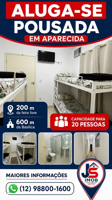Foto 1 de Pousada com 5 quartos para alugar, 250m2 em Aparecida - SP