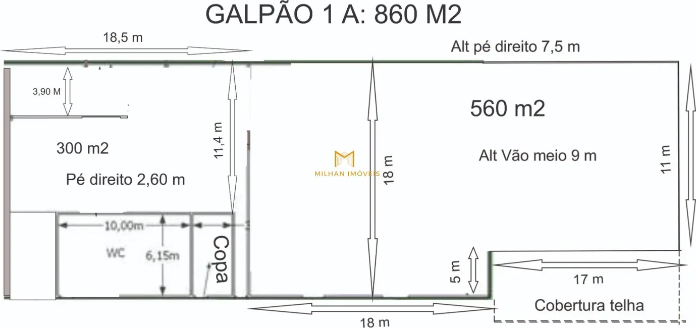 Foto 2 de Armazém / Galpão para alugar, 860m2 em Aluminio - SP