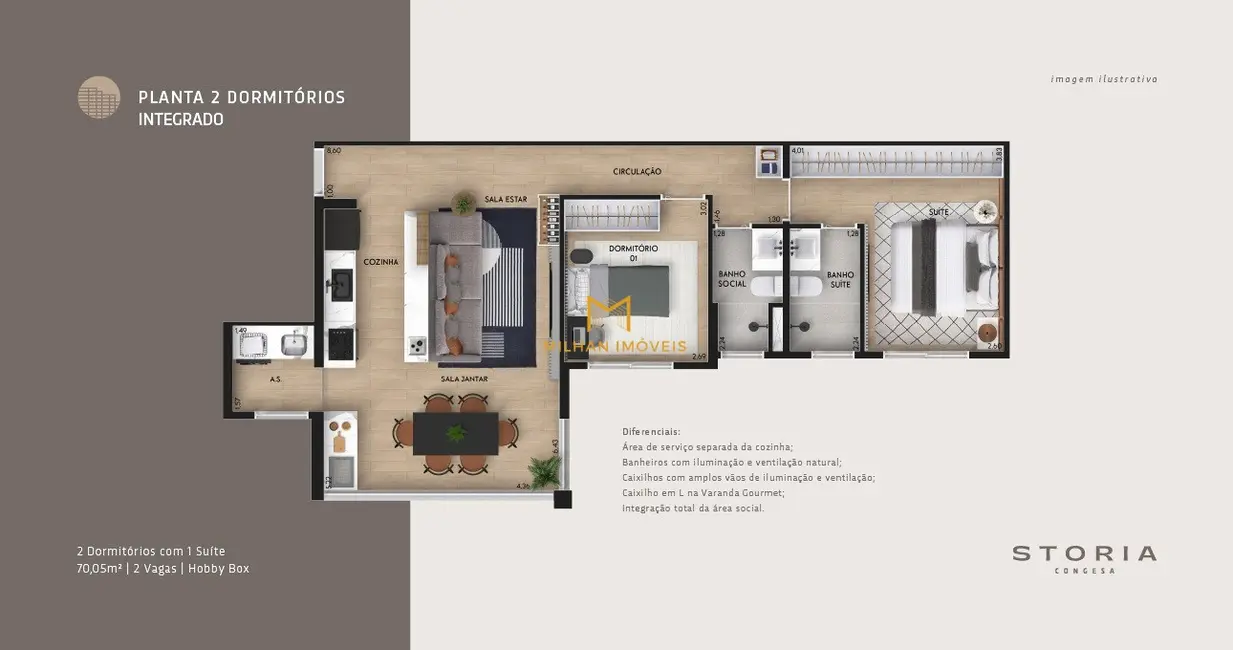 Foto 3 de Apartamento com 2 quartos à venda, 115m2 em Indaiatuba - SP