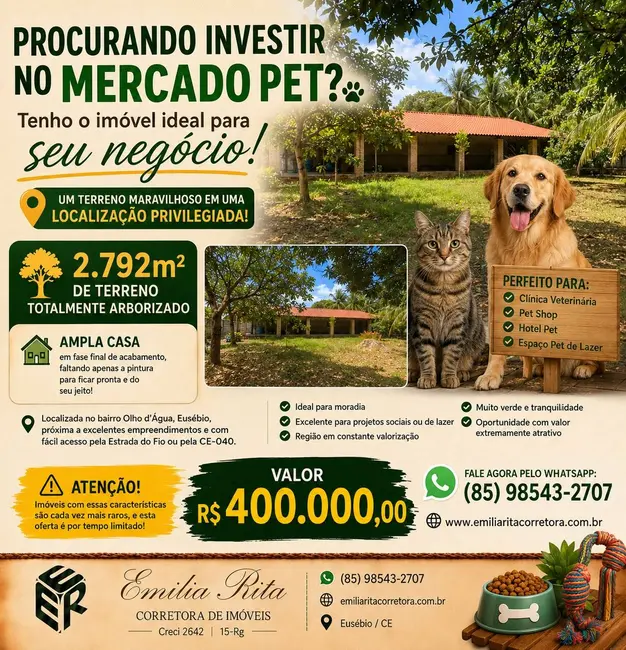Foto 1 de Terreno / Lote à venda, 2792m2 em Eusebio - CE