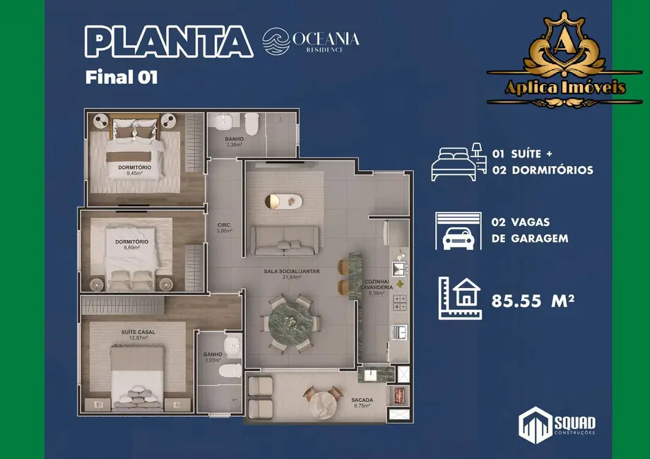 Foto 8 de Apartamento com 2 quartos à venda, 62m2 em Gravatá, Navegantes - SC