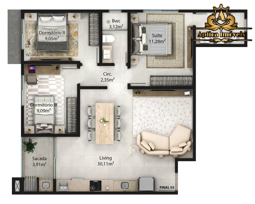 Apartamento com 3 quartos à venda, 81m2 em Gravatá, Navegantes - SC - imagem 9 Foto 9 de Apartamento com 3 quartos à venda, 81m2 em Gravatá, Navegantes - SC