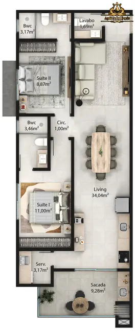 Apartamento com 3 quartos à venda, 81m2 em Gravatá, Navegantes - SC - imagem 5 Foto 5 de Apartamento com 3 quartos à venda, 81m2 em Gravatá, Navegantes - SC