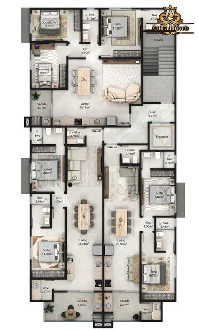 Apartamento com 3 quartos à venda, 81m2 em Gravatá, Navegantes - SC - imagem 8 Foto 8 de Apartamento com 3 quartos à venda, 81m2 em Gravatá, Navegantes - SC