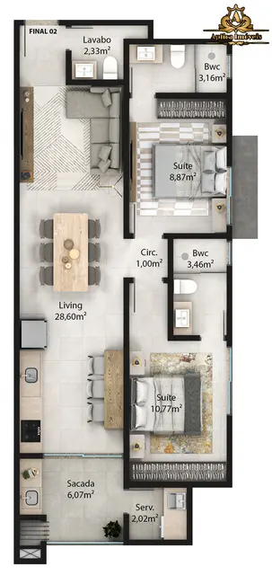 Apartamento com 3 quartos à venda, 81m2 em Gravatá, Navegantes - SC - imagem 6 Foto 6 de Apartamento com 3 quartos à venda, 81m2 em Gravatá, Navegantes - SC
