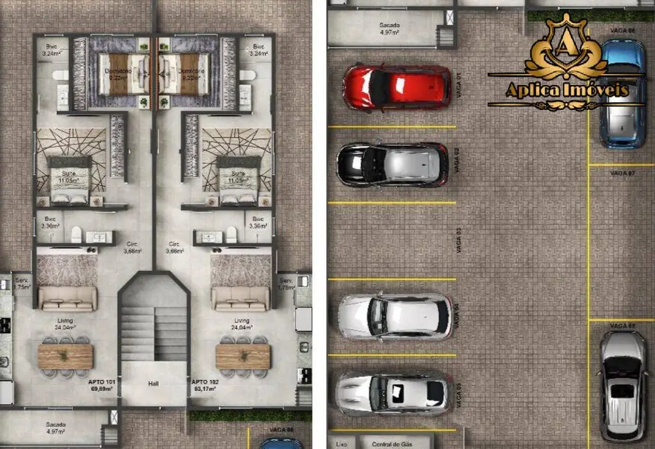 Foto 3 de Apartamento com 2 quartos à venda, 70m2 em Gravatá, Navegantes - SC