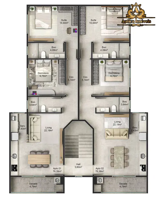 Foto 2 de Apartamento com 2 quartos à venda, 75m2 em Gravatá, Navegantes - SC