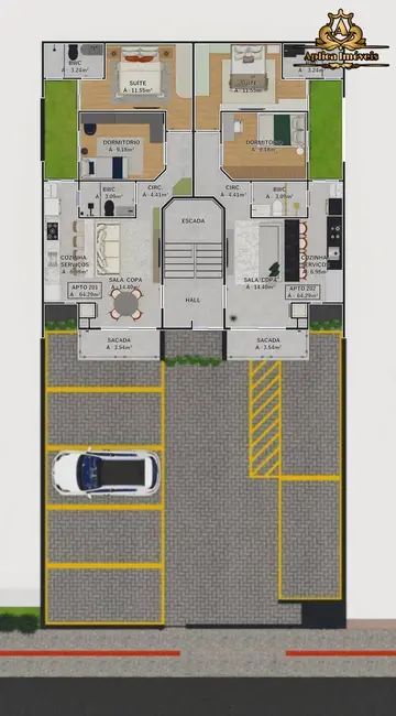 Foto 5 de Apartamento com 2 quartos à venda, 60m2 em Meia Praia, Navegantes - SC